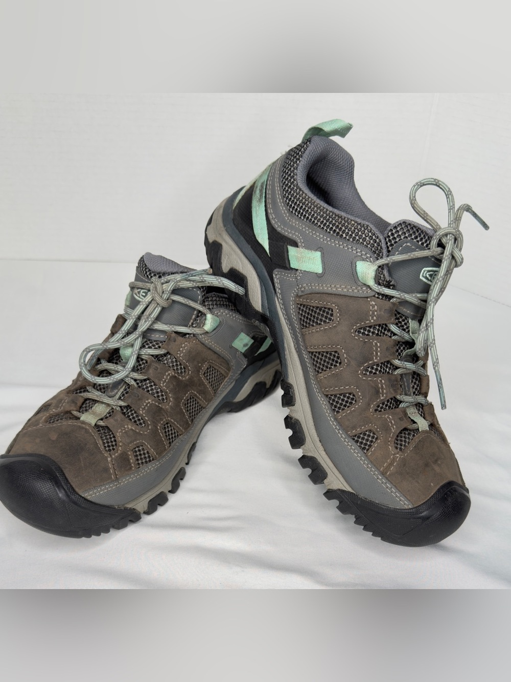 KEEN Women's Targhee Vent Hiking Shoes Steel Grey & Teal Size 9.5